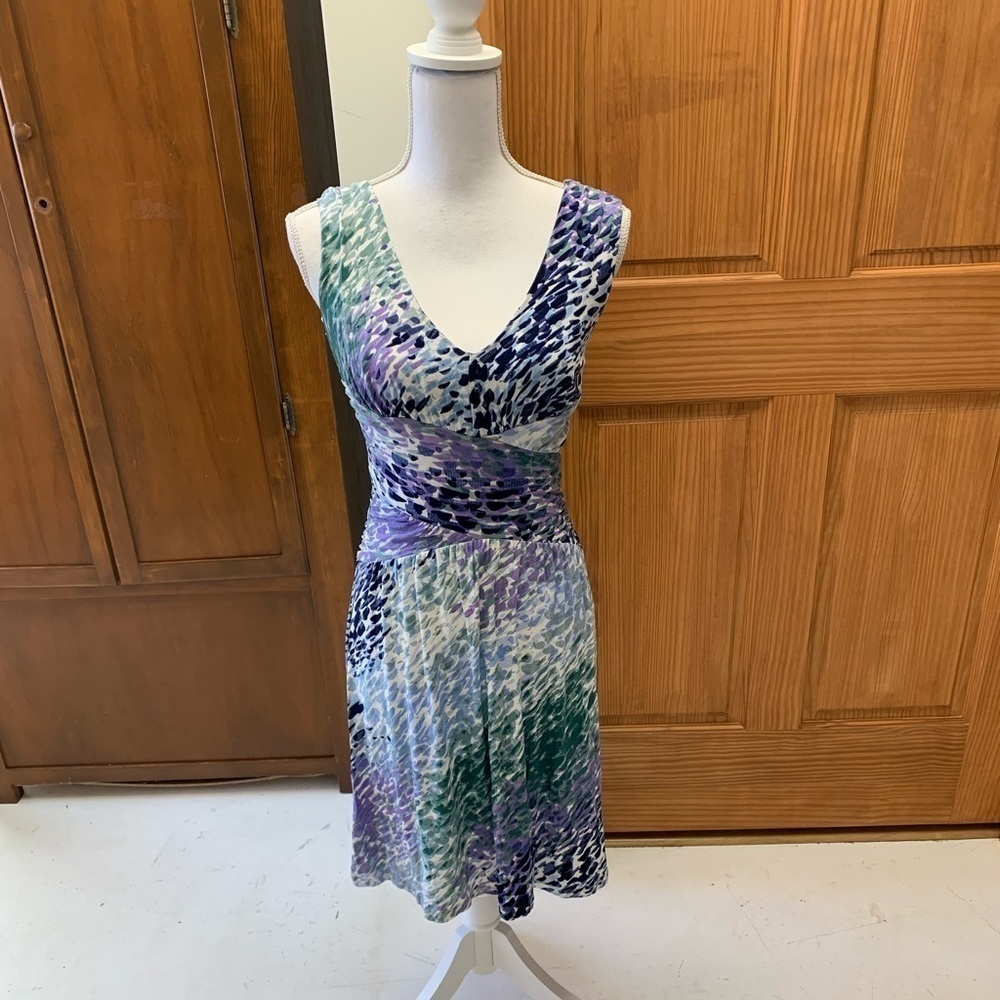 Three Dots anthropologie mini dress small waist ruching L-35 in 18 in pit